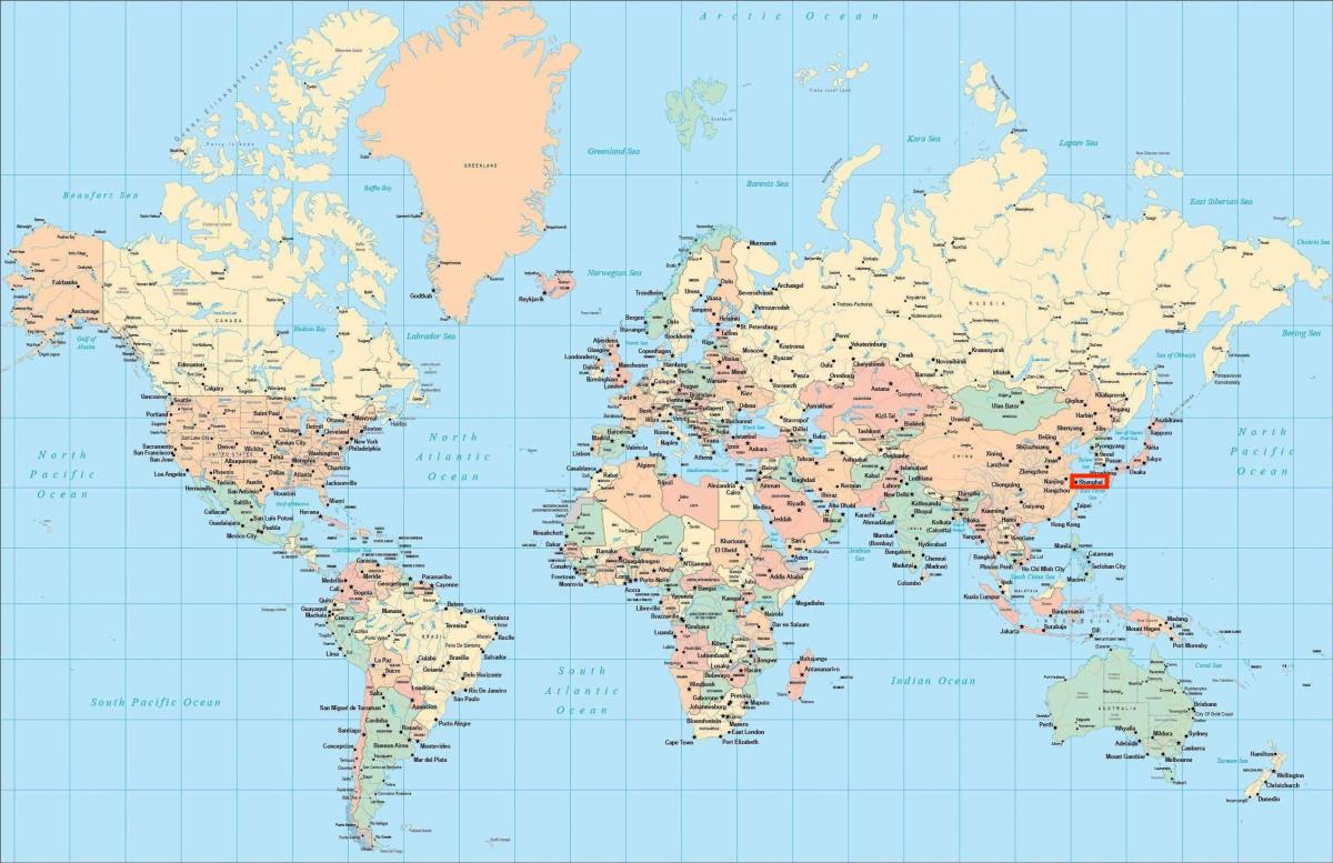 上海在世界地图上的位置